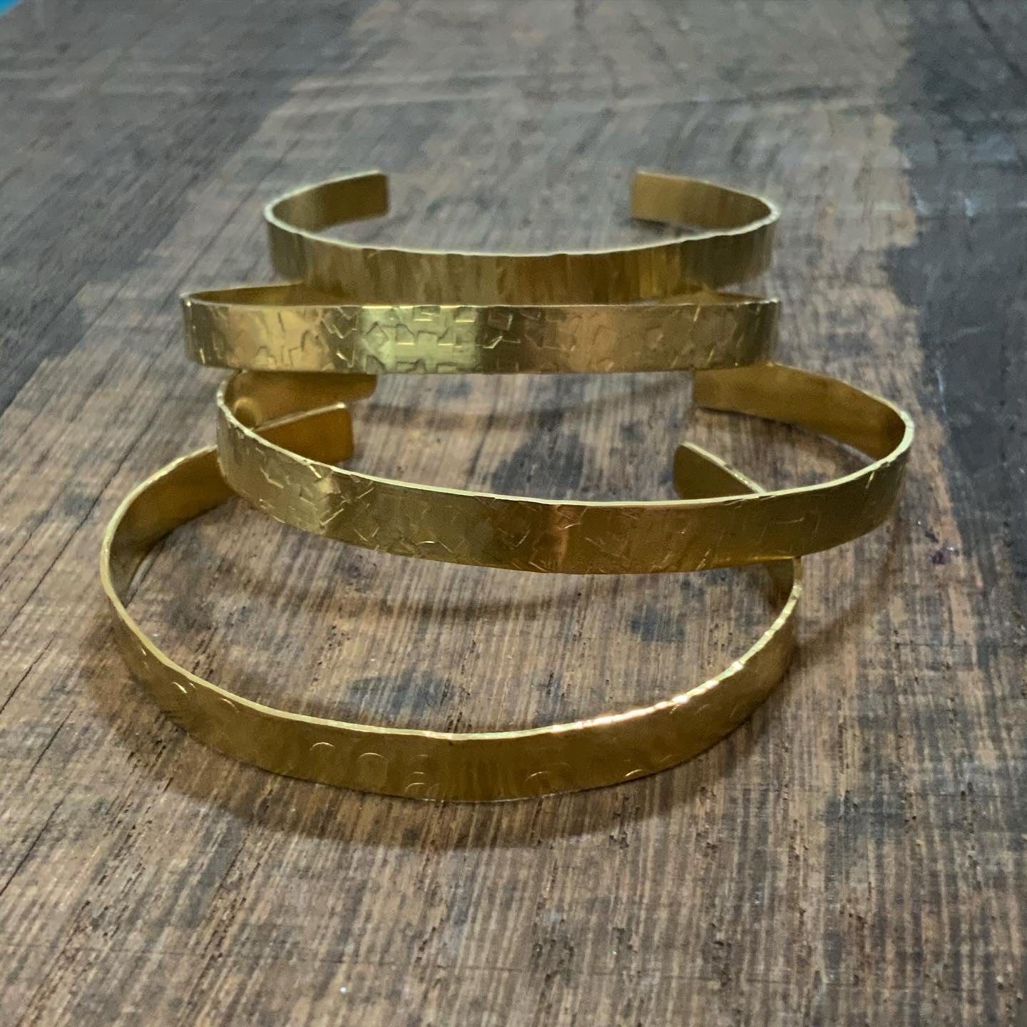 Hammered Cuff in Golden Brass
