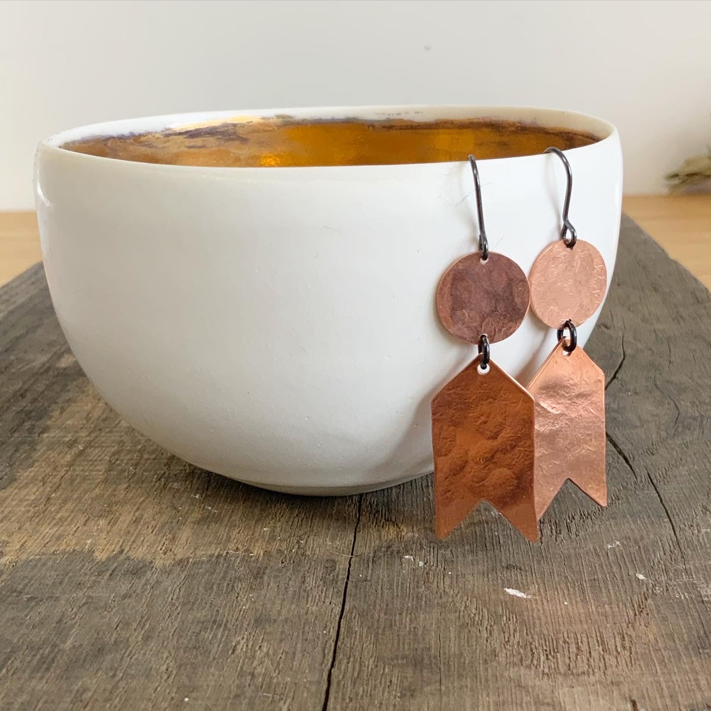 Hammered Copper Chevron Earrings