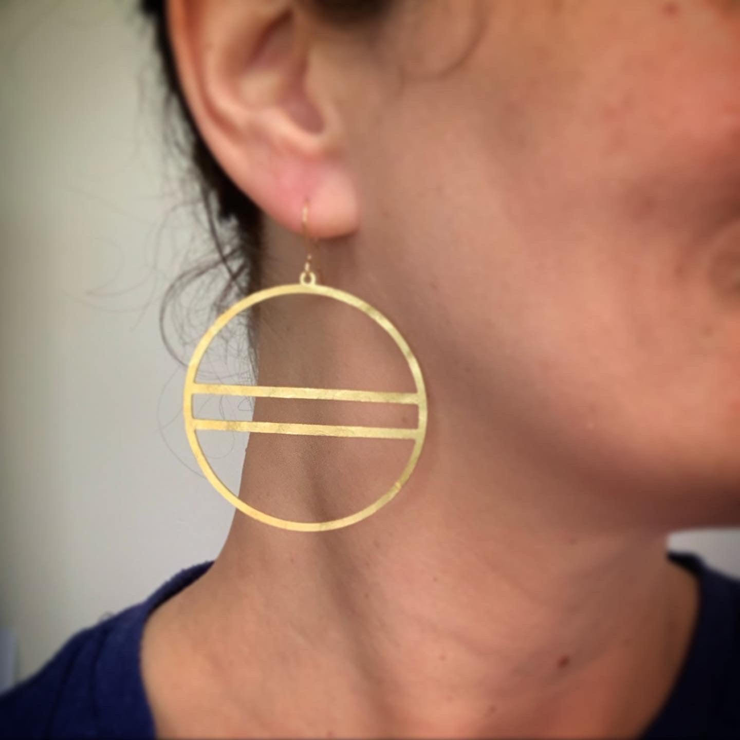 Big Hammered Brass Lined Hoops