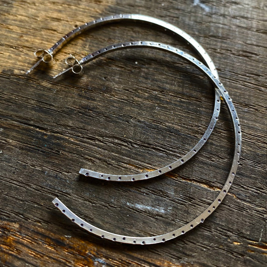 Slim Recycled Silver Spot Hoops