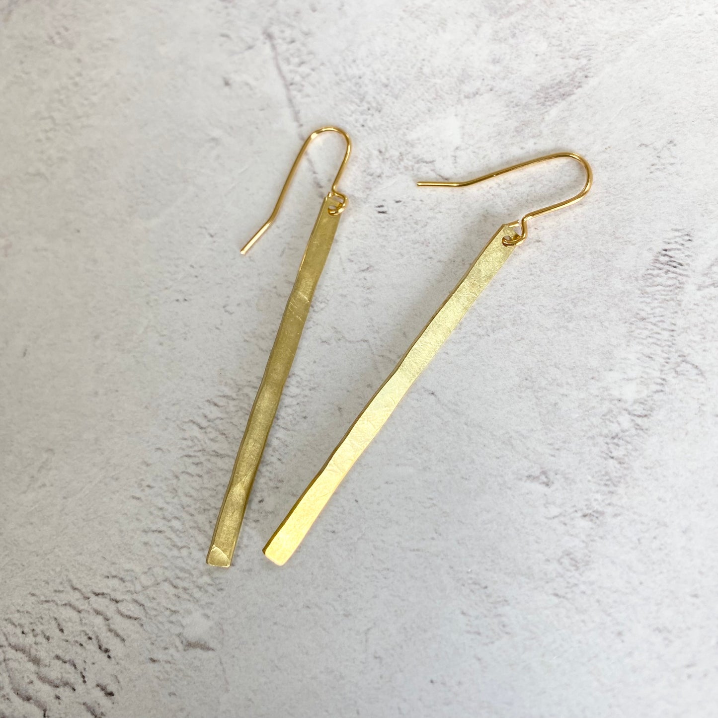 Long Delicate Gold Brass Earrings