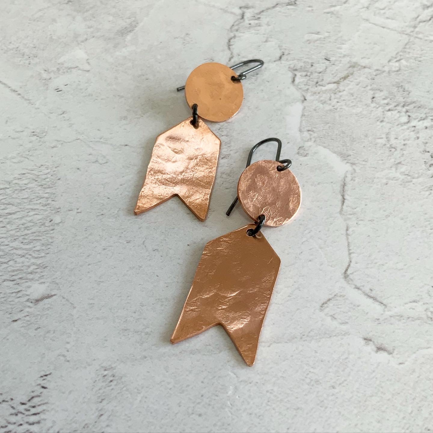 Hammered Copper Chevron Earrings