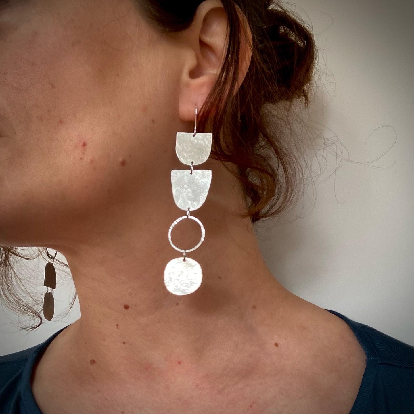 FORM Asymmetric Silver Tone Earrings