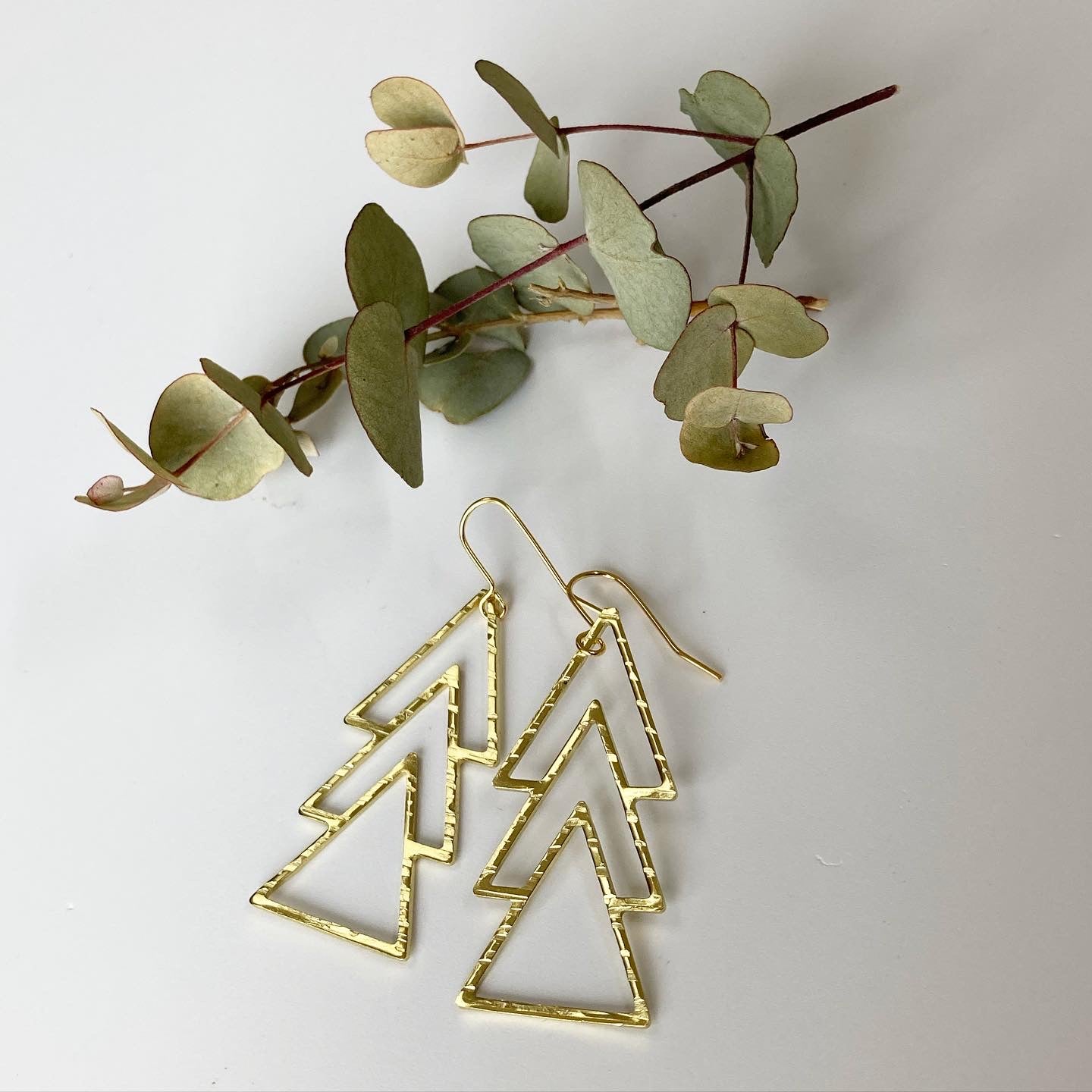 Triple Triangle Earrings in Brass