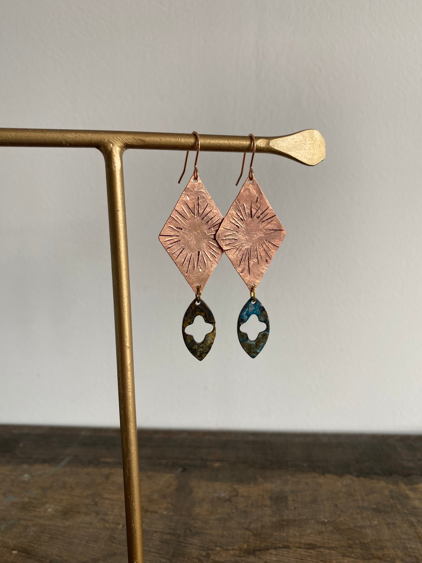 FEMINA Raw Copper and Patinated Brass Earrings