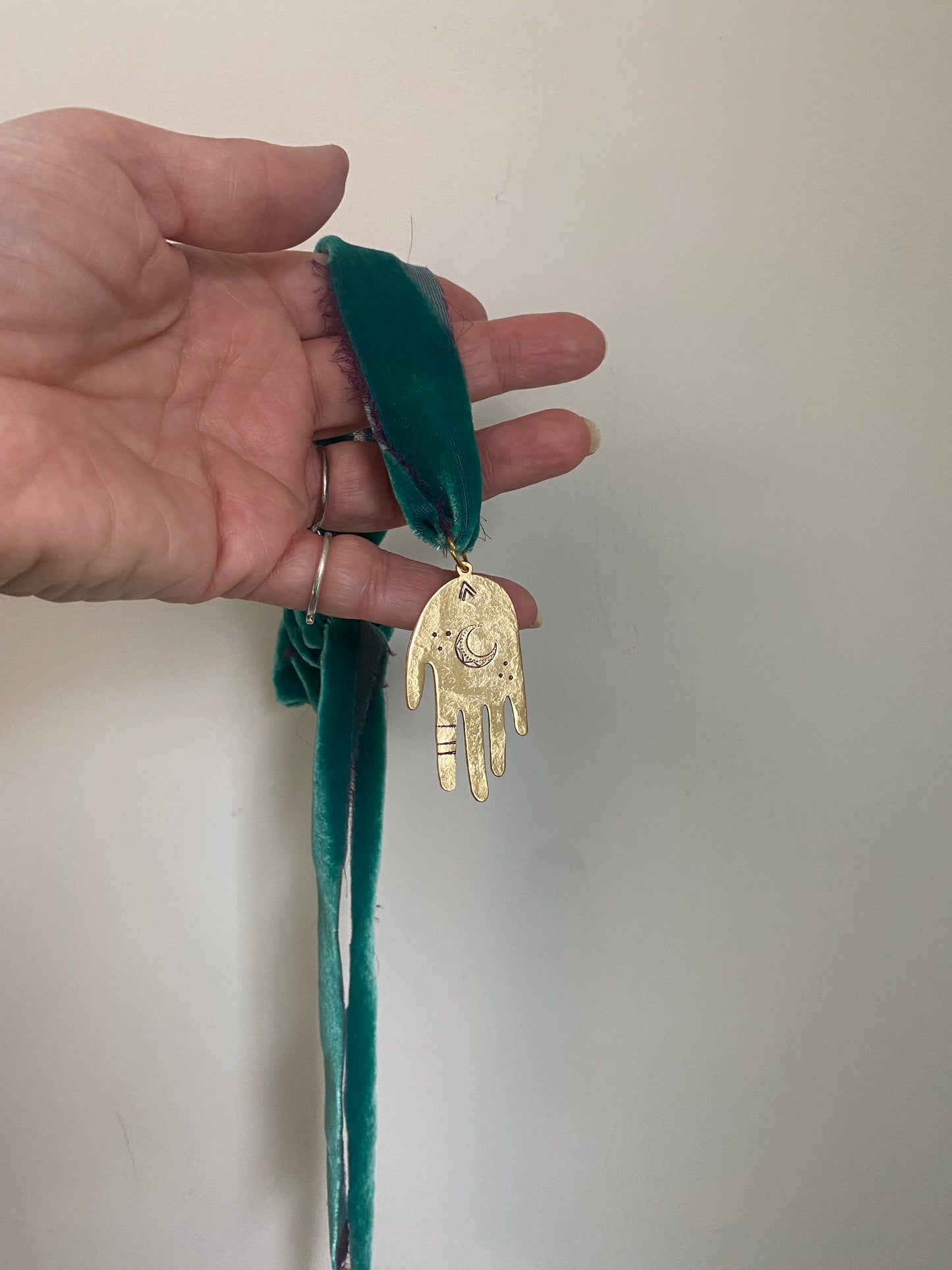 Hand Pendant on Velvet Ribbon