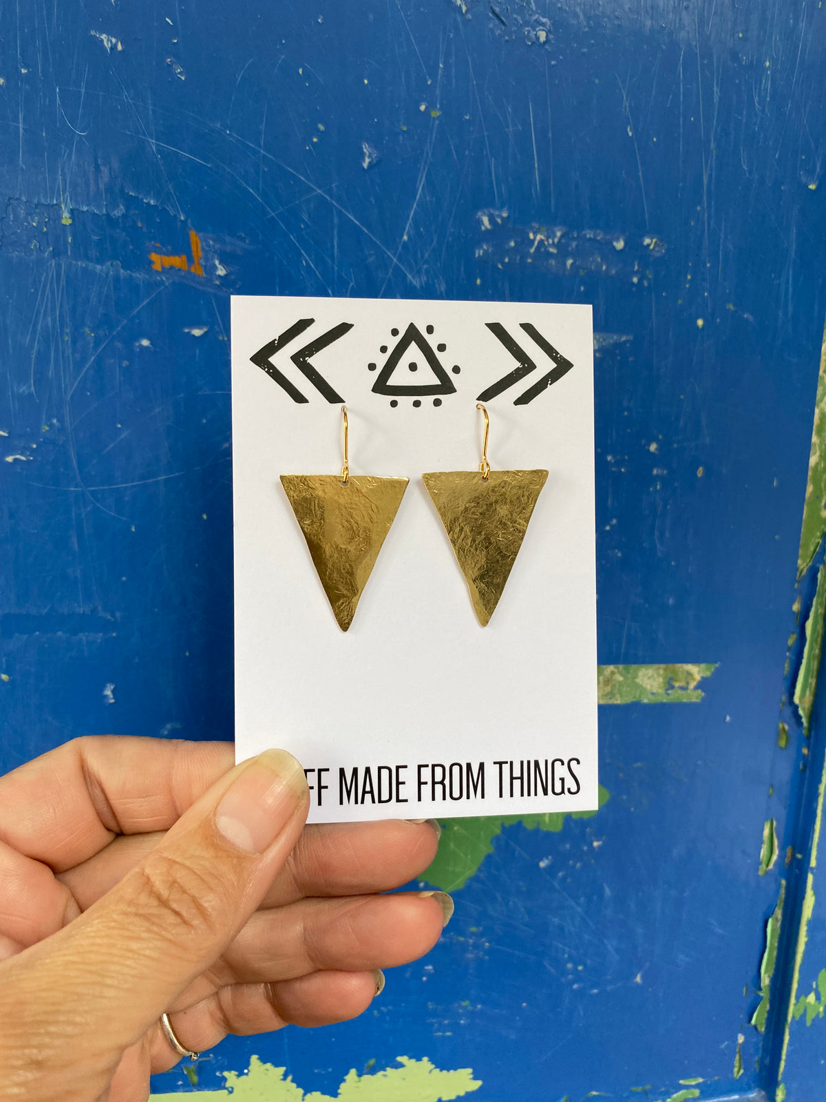 Isosceles Earrings in Raw Brass