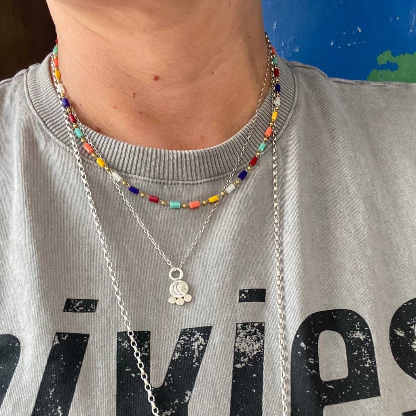 Crescent Amulet - Stamped Sterling Silver Necklace