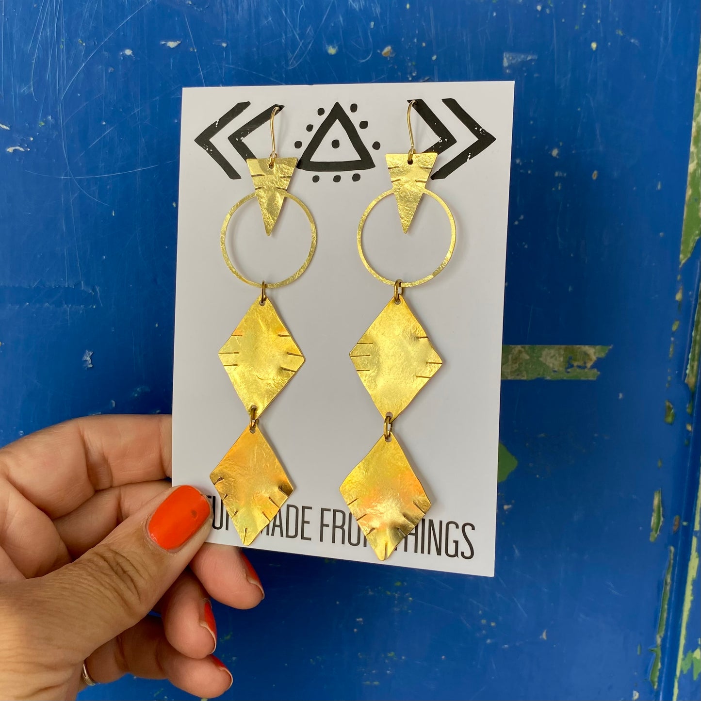 CASCADE Earrings in Golden Brass