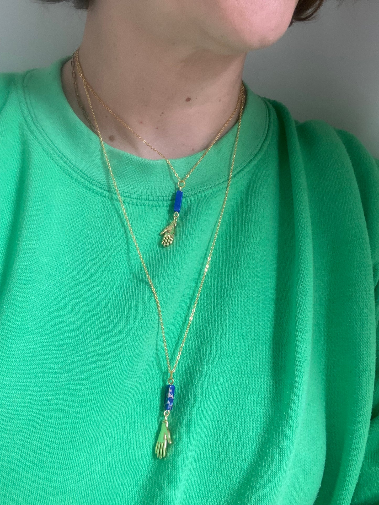 Golden Hand Charm with Lapis SALE