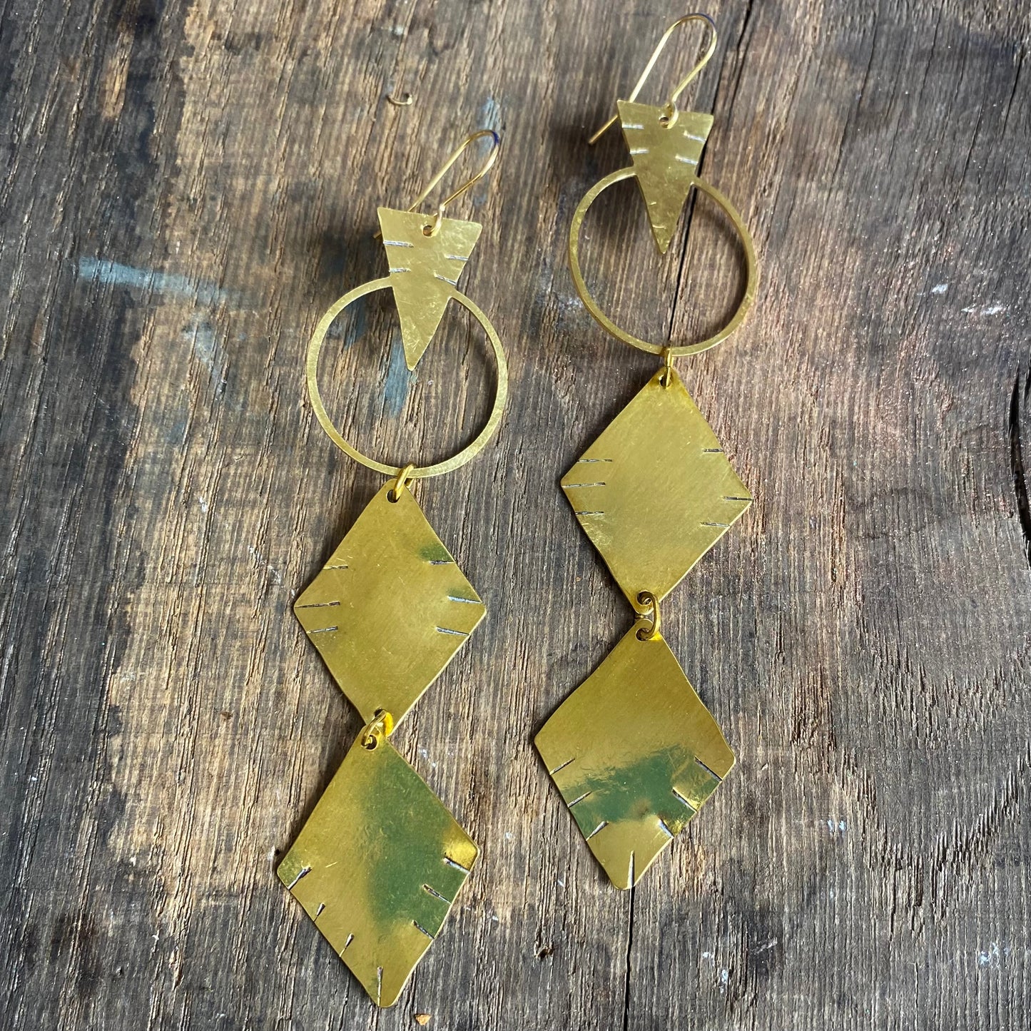 CASCADE Earrings in Golden Brass