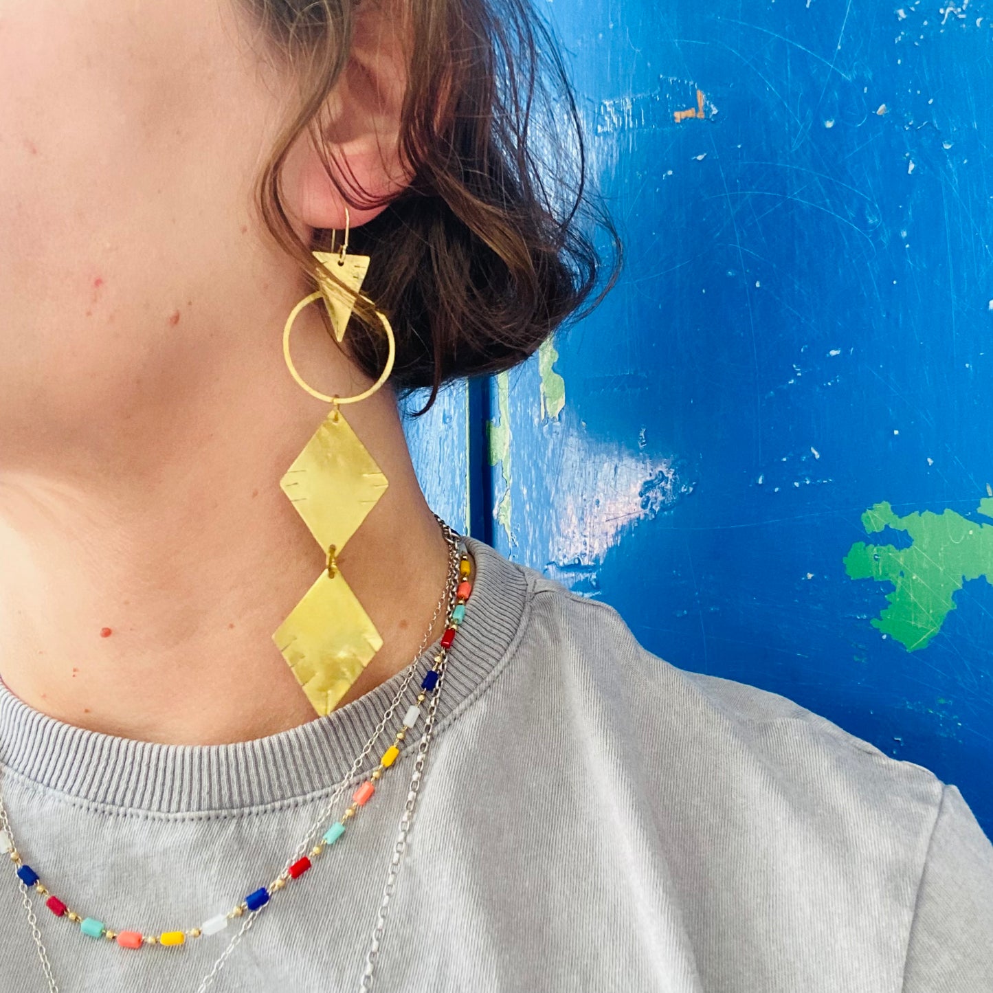 CASCADE Earrings in Golden Brass