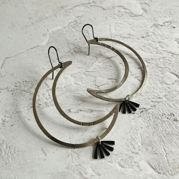 Fancy Silver Tone Mamma Moons Earrings