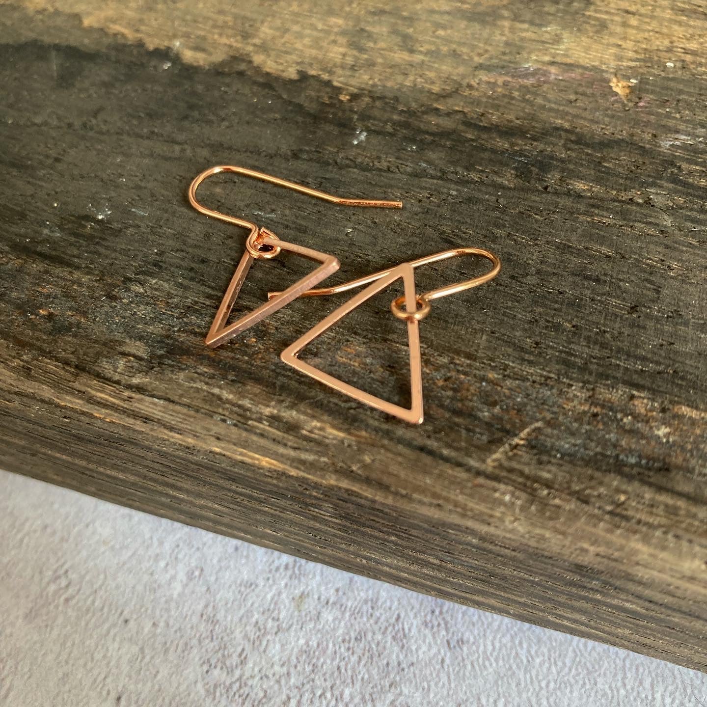 Tiny Rose Gold Plated Triangle Hoop Earrings