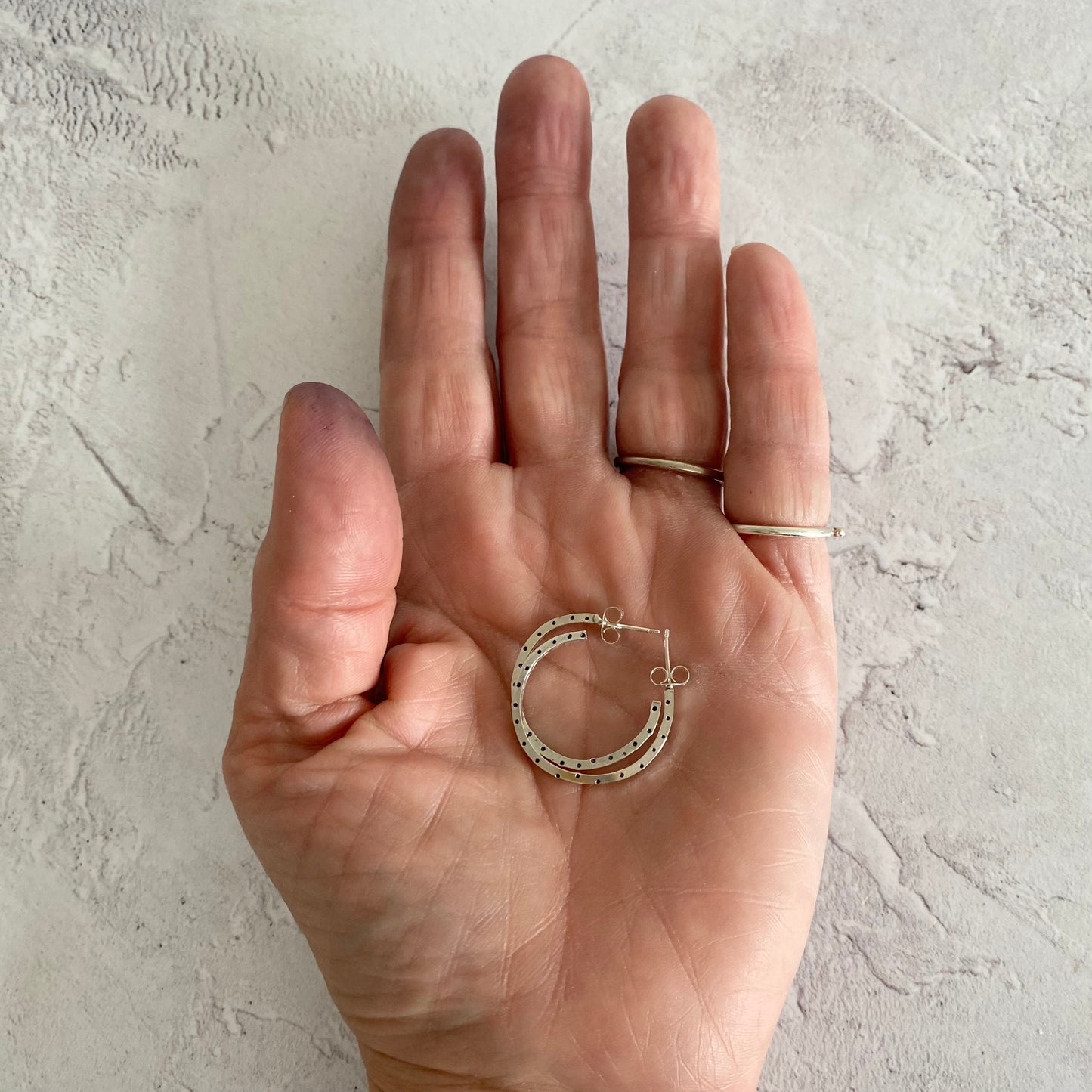 Slim Recycled Silver Spot Hoops
