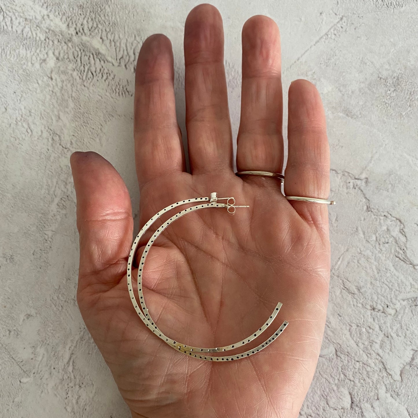 Slim Recycled Silver Spot Hoops