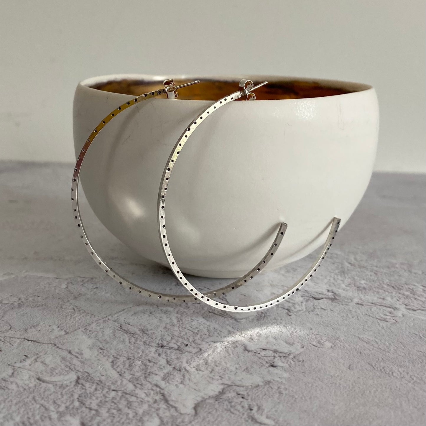 Slim Recycled Silver Spot Hoops