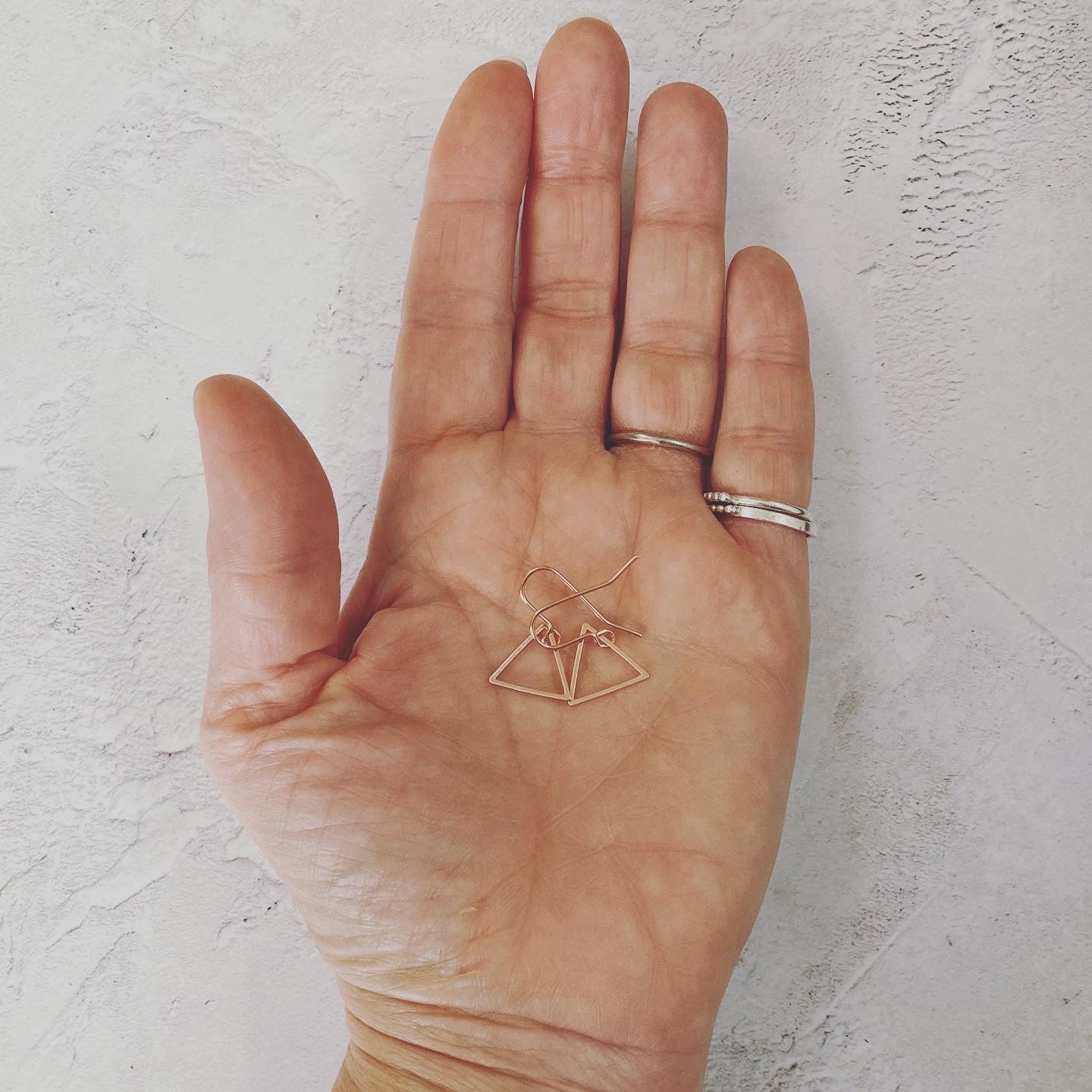 Tiny Rose Gold Plated Triangle Hoop Earrings