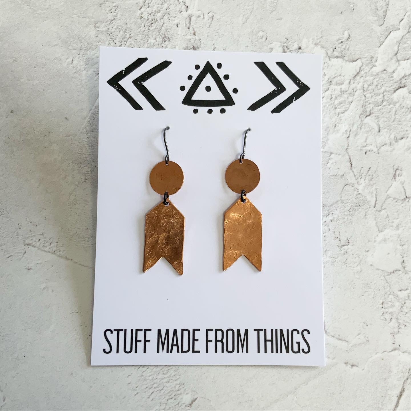 Hammered Copper Chevron Earrings
