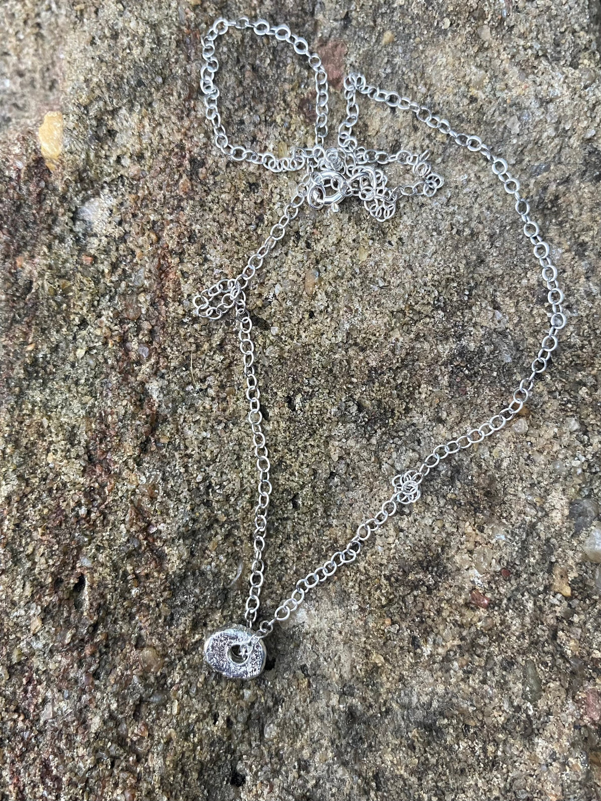 Hag Stone Recycled Sterling Silver Necklace