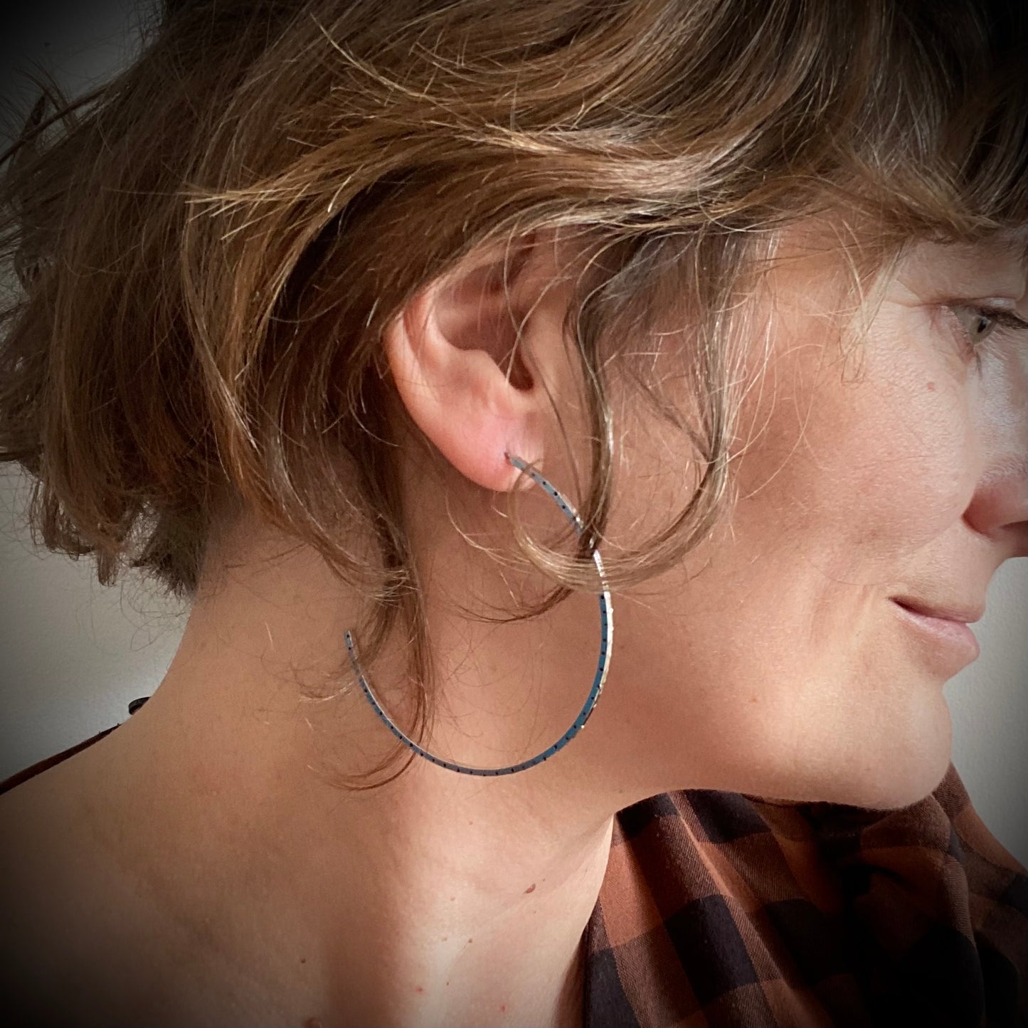 Slim Recycled Silver Spot Hoops