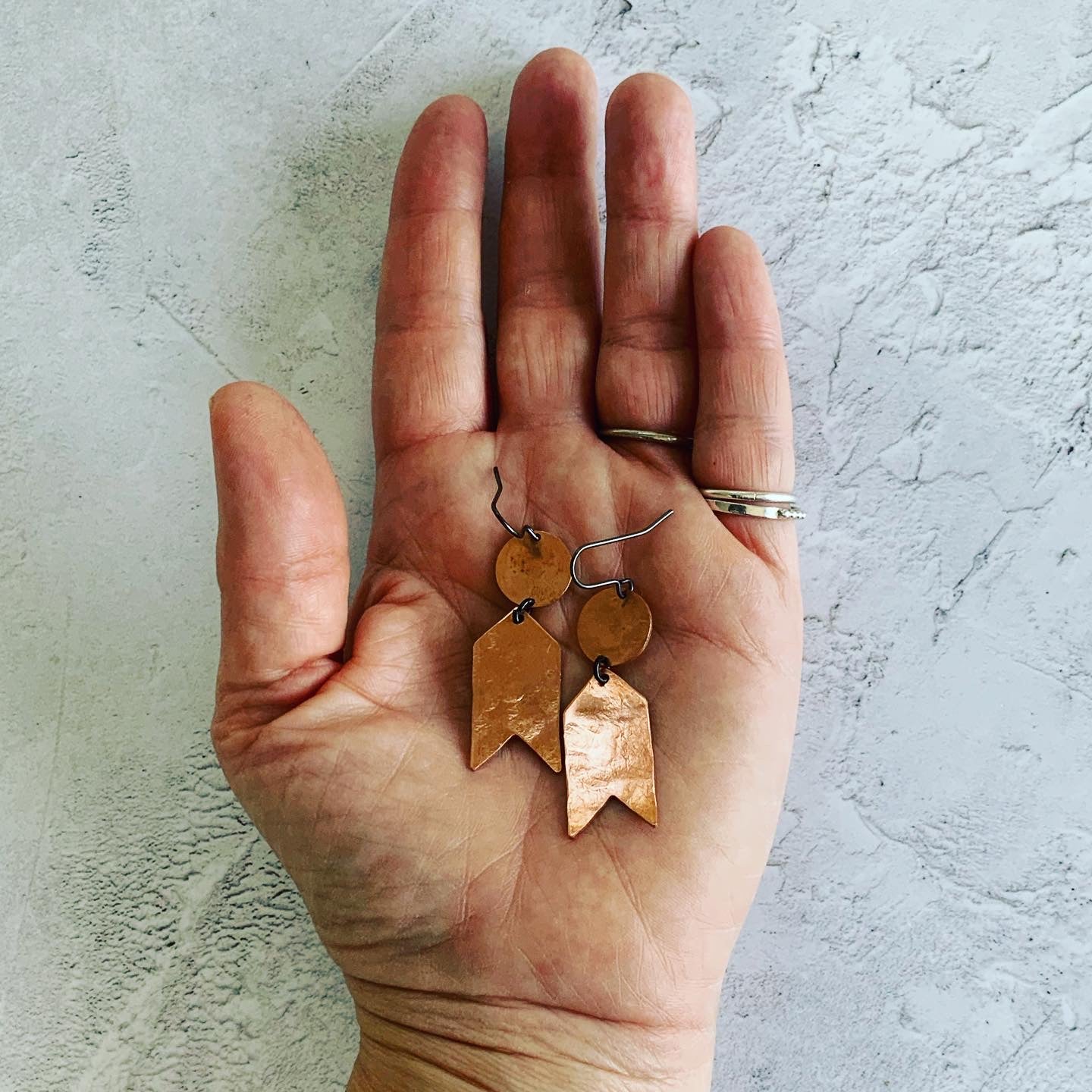Hammered Copper Chevron Earrings