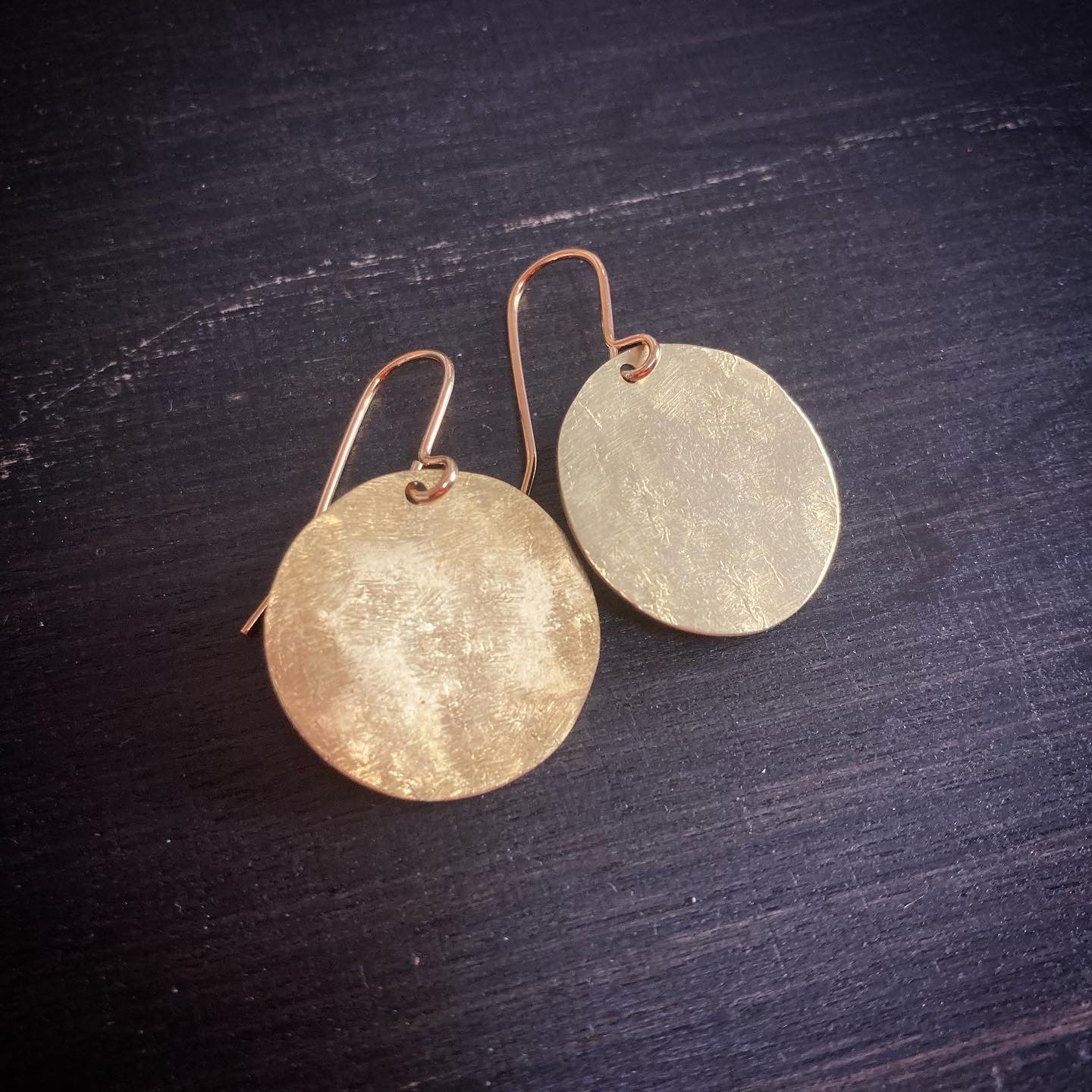 Hammered Brass Disc Earrings