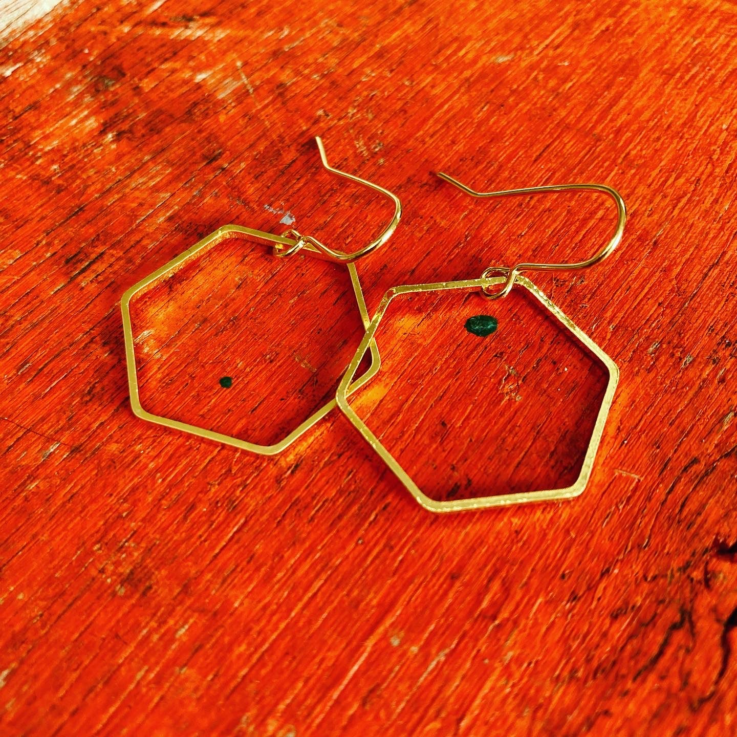Gold Plated Hexagon Hoop Earrings