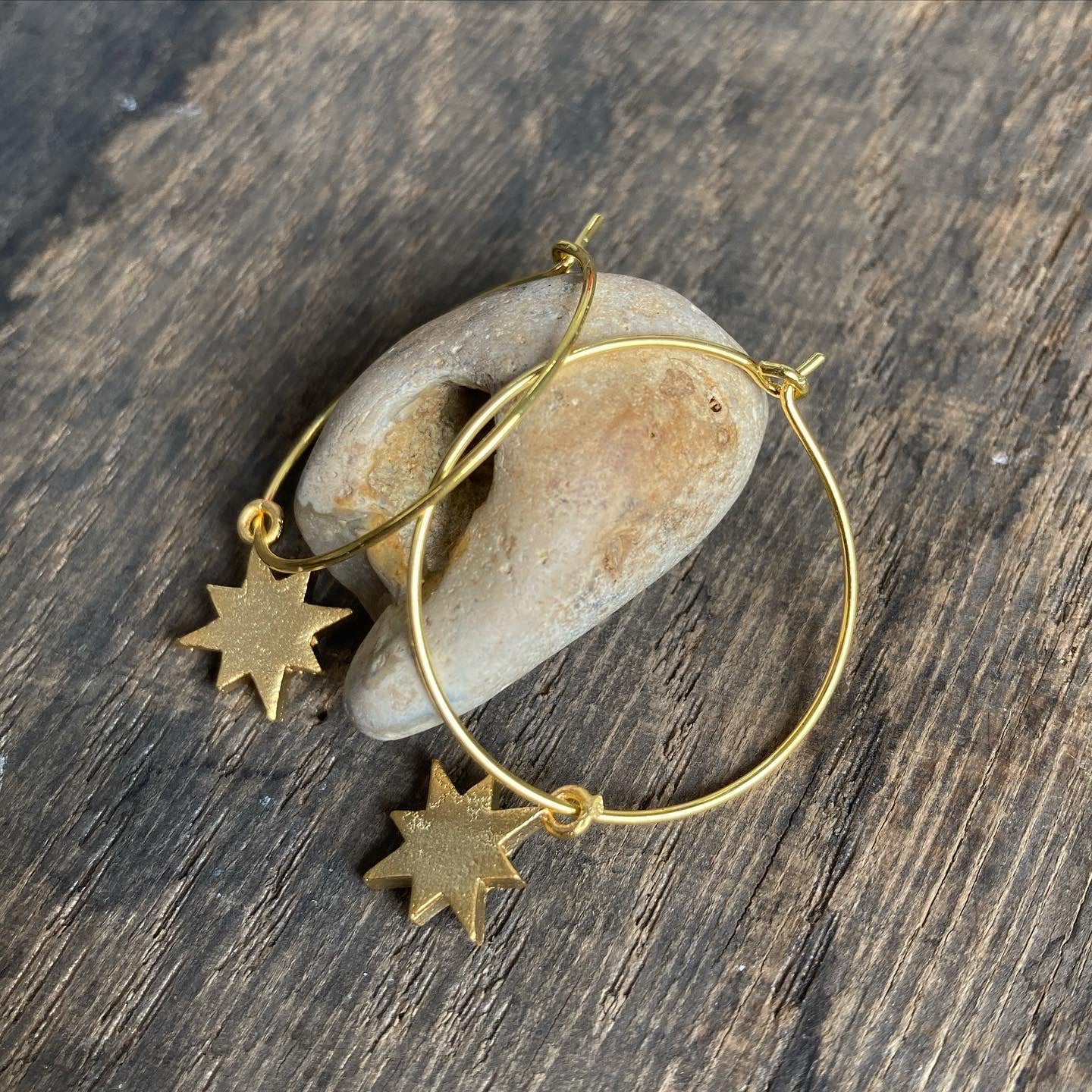Tiny Star Hoops - Gold or Silver Plated
