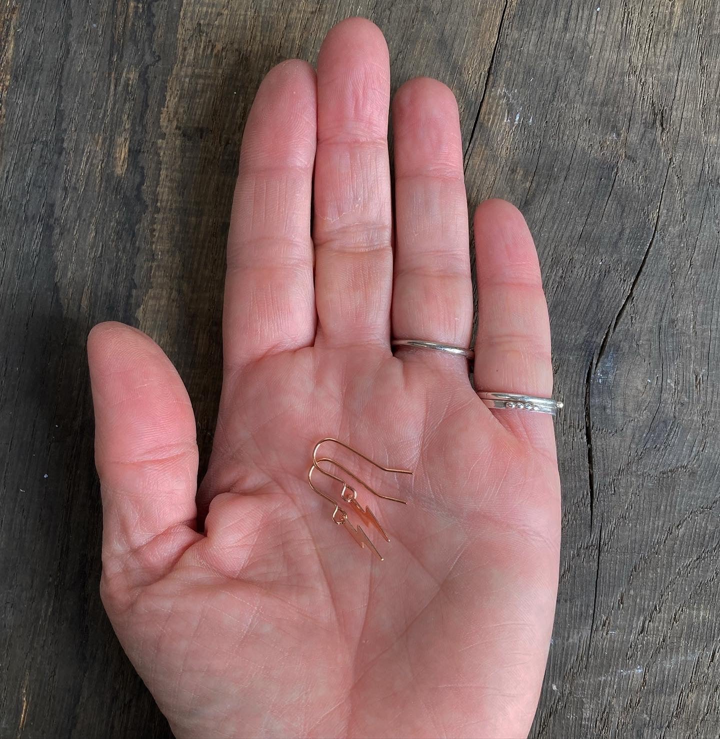 Rose Gold Plated Lightening Bolt Earrings