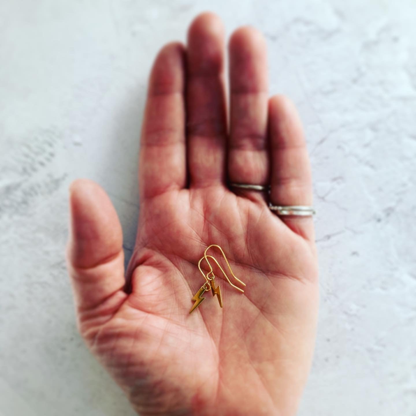 Gold Brass Lightening Bolts Earrings