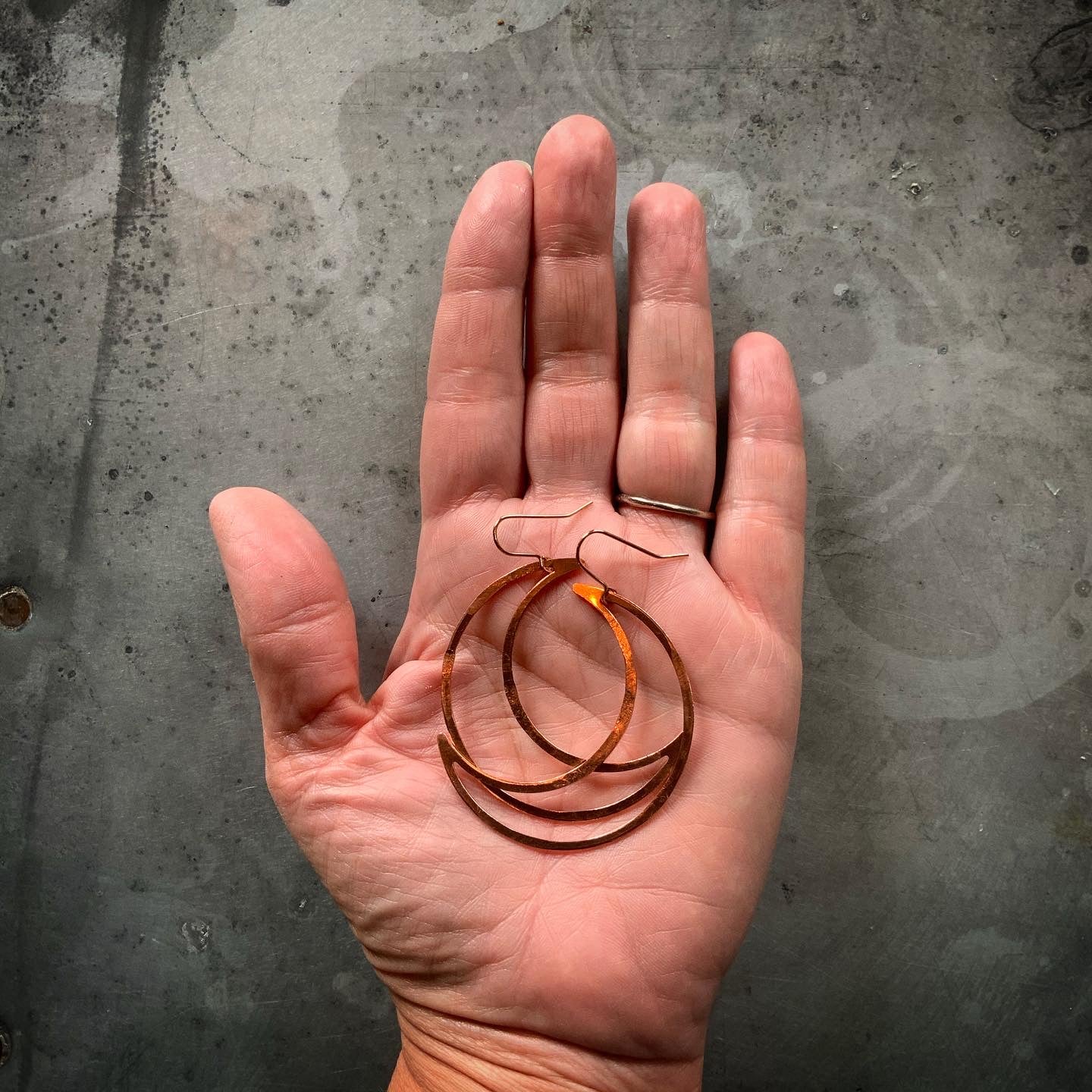 Copper Big Mamma Crescent Moon Earrings