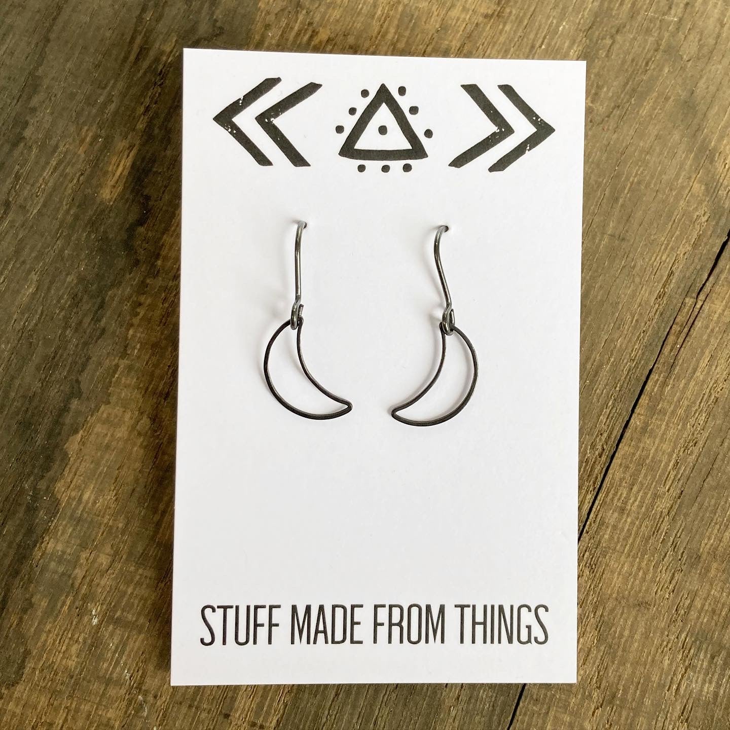 Tiny Black Crescent Moon Earrings