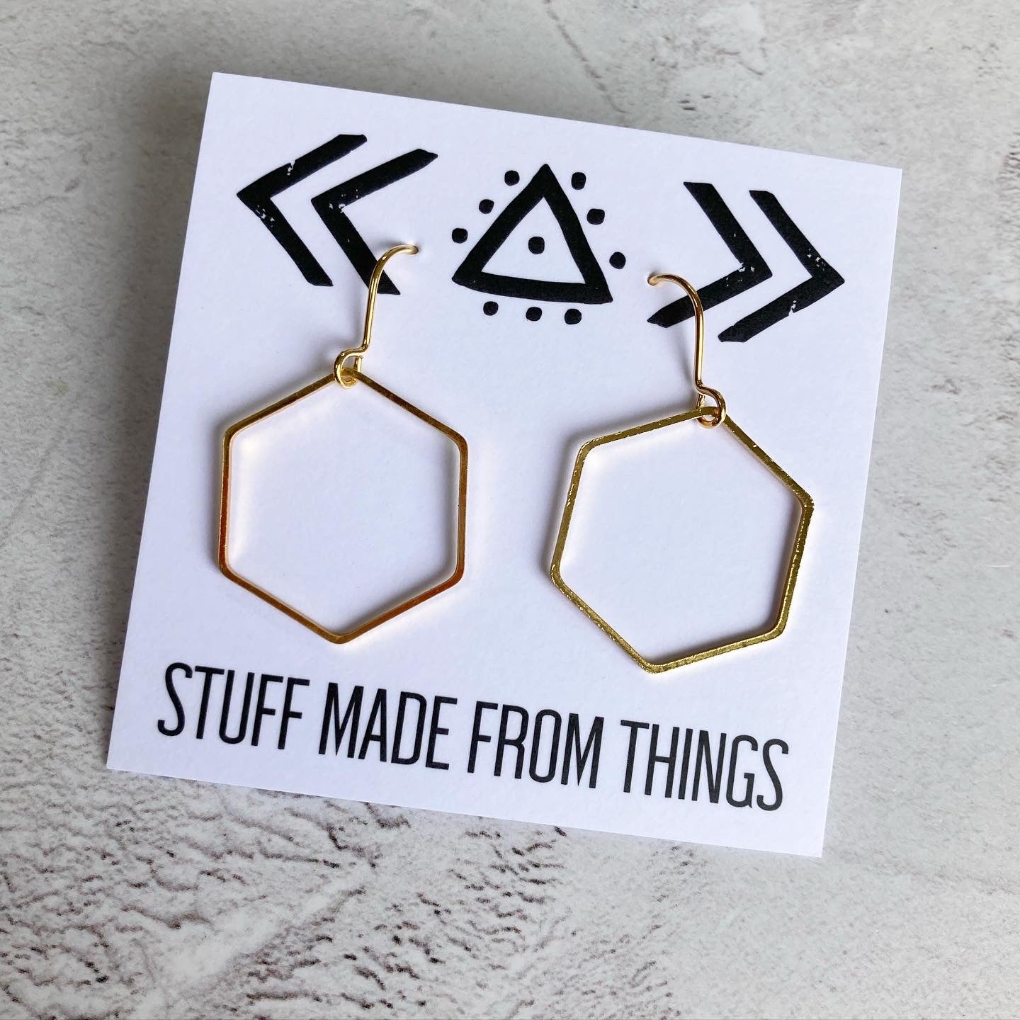 Gold Plated Hexagon Hoop Earrings