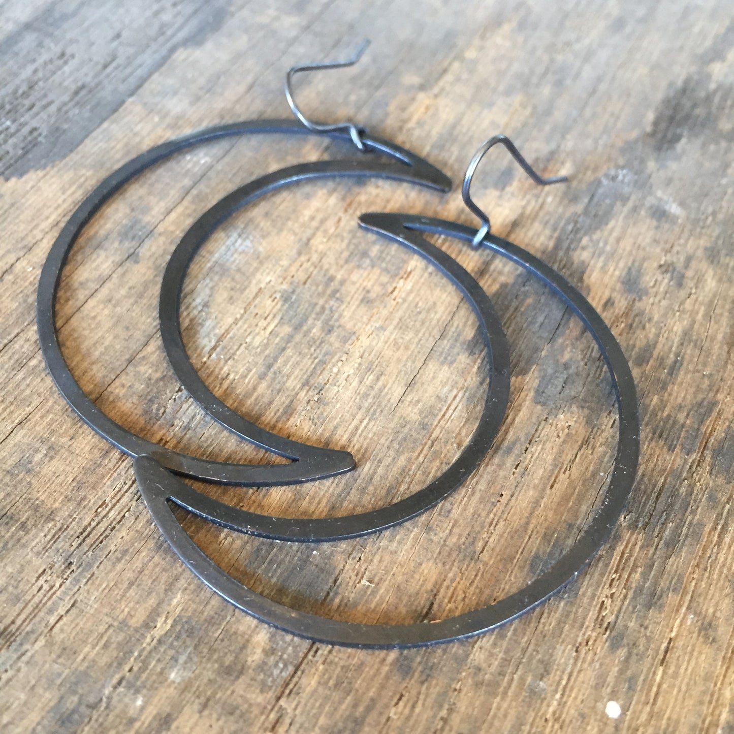 Black Big Mamma Crescent Moon Earrings