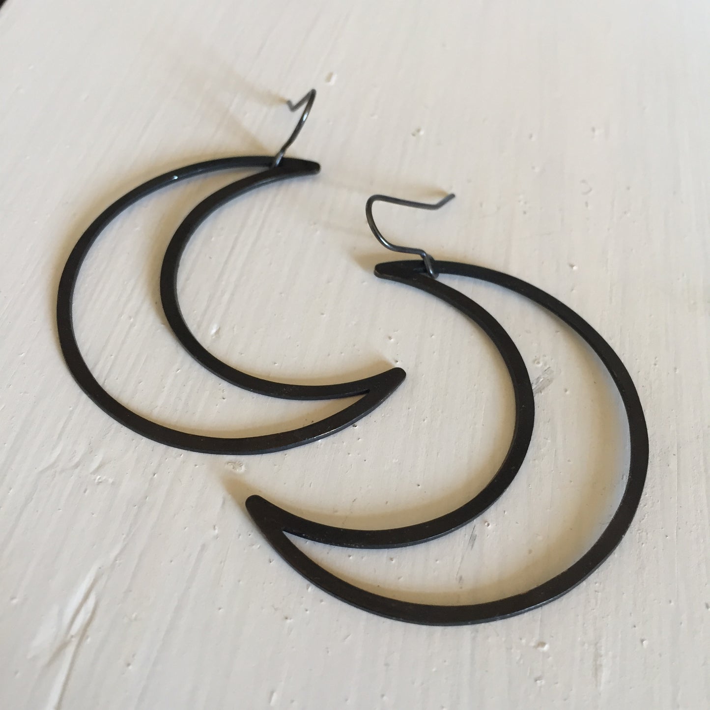 Black Big Mamma Crescent Moon Earrings