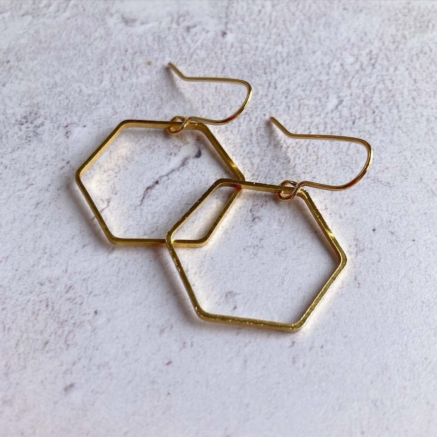 Gold Plated Hexagon Hoop Earrings