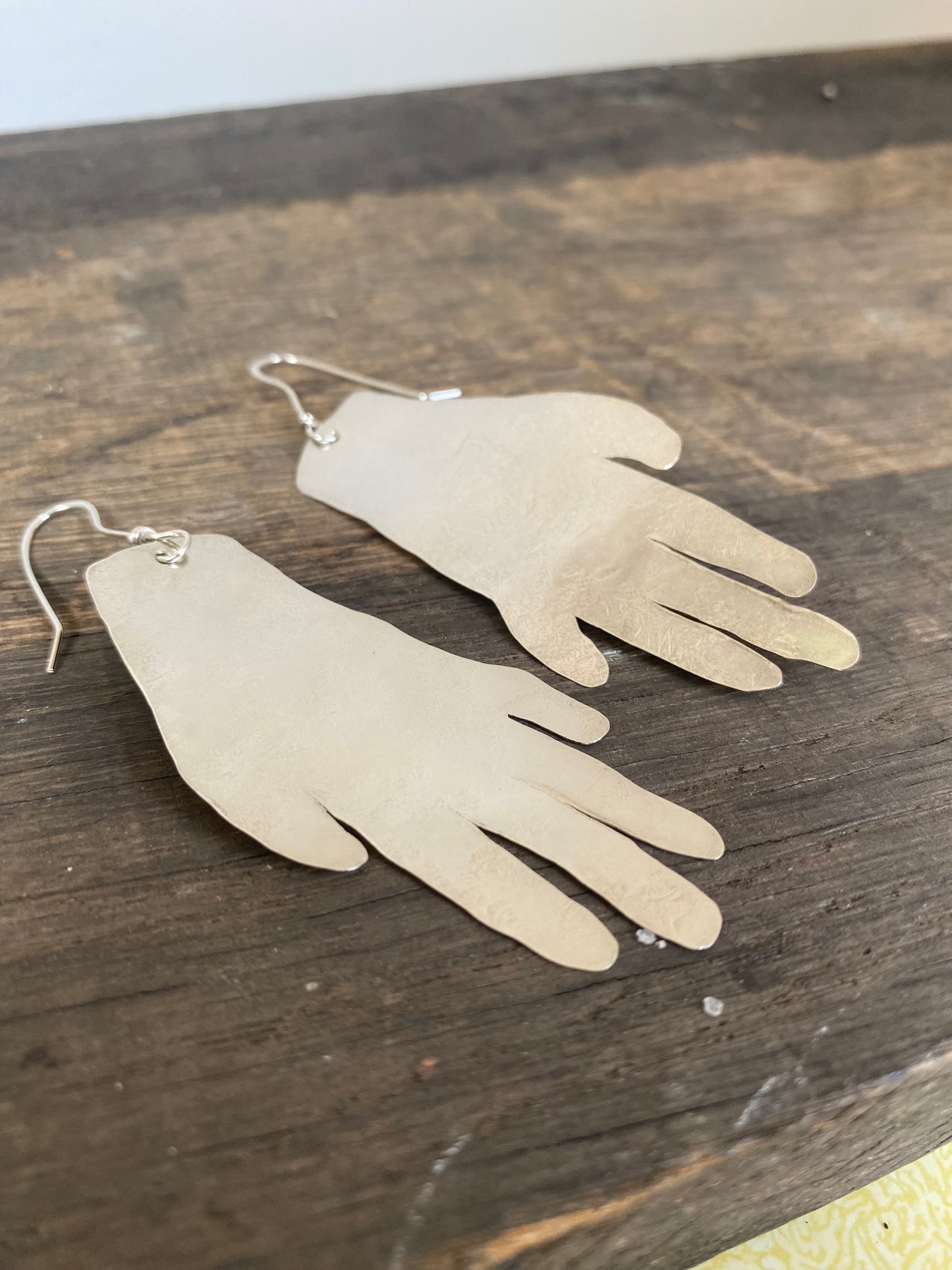 Recycled Sterling Silver Hands Statement Earrings