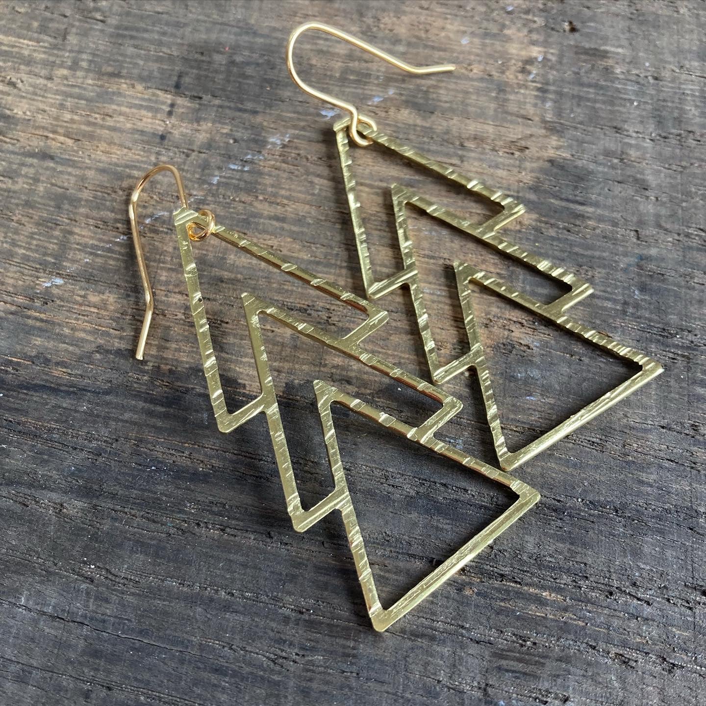 Triple Triangle Earrings in Brass