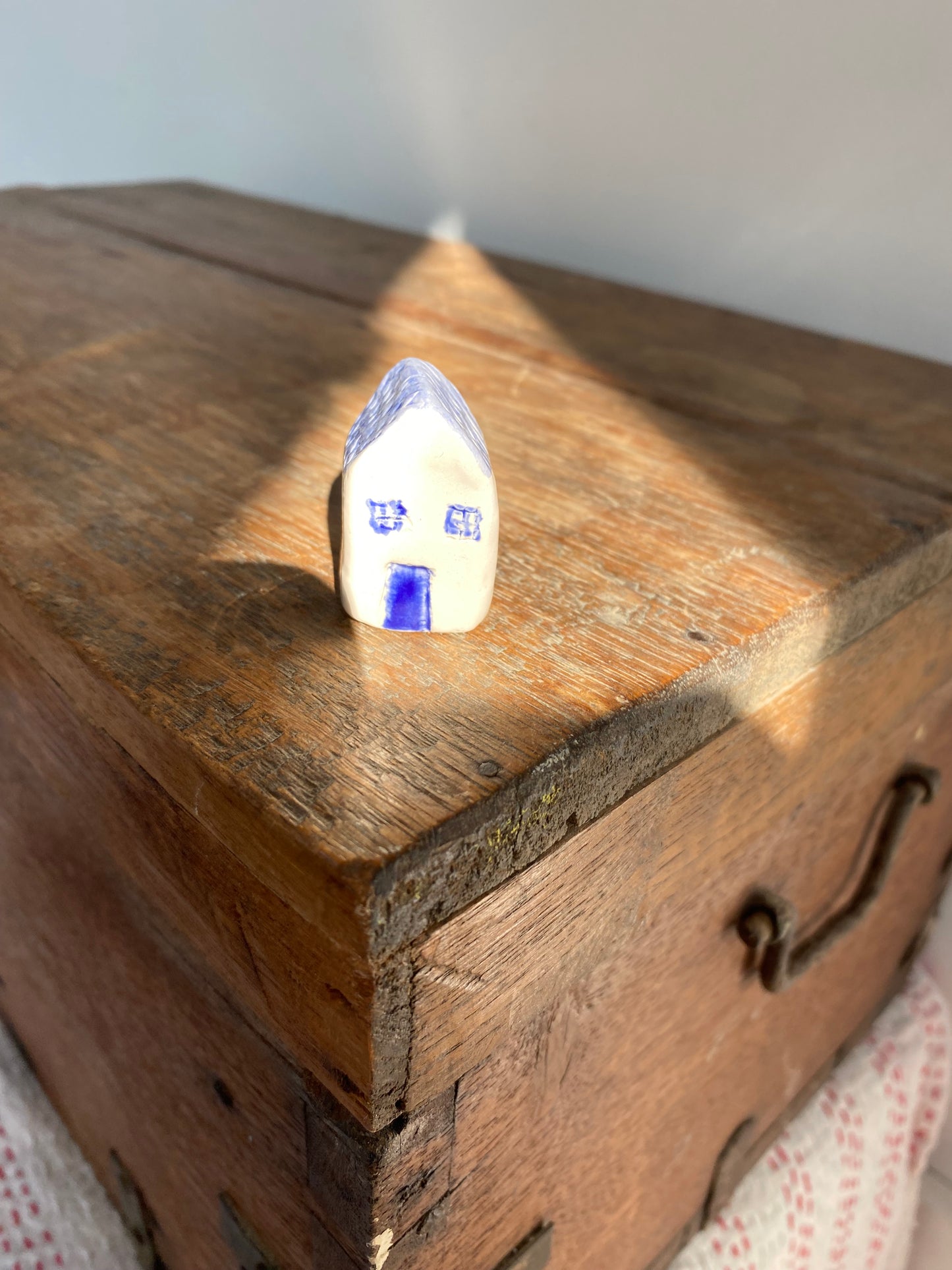 Tiny Wonky Ceramic House: Handmade Clay Village Shelf Decor
