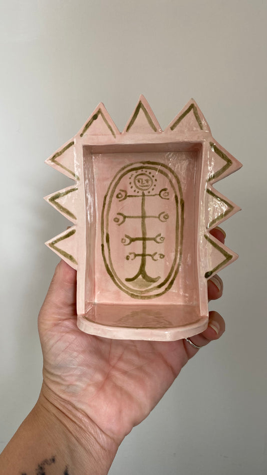 Little Altar - Temple - Ceramic Art - Object - Pink & Green