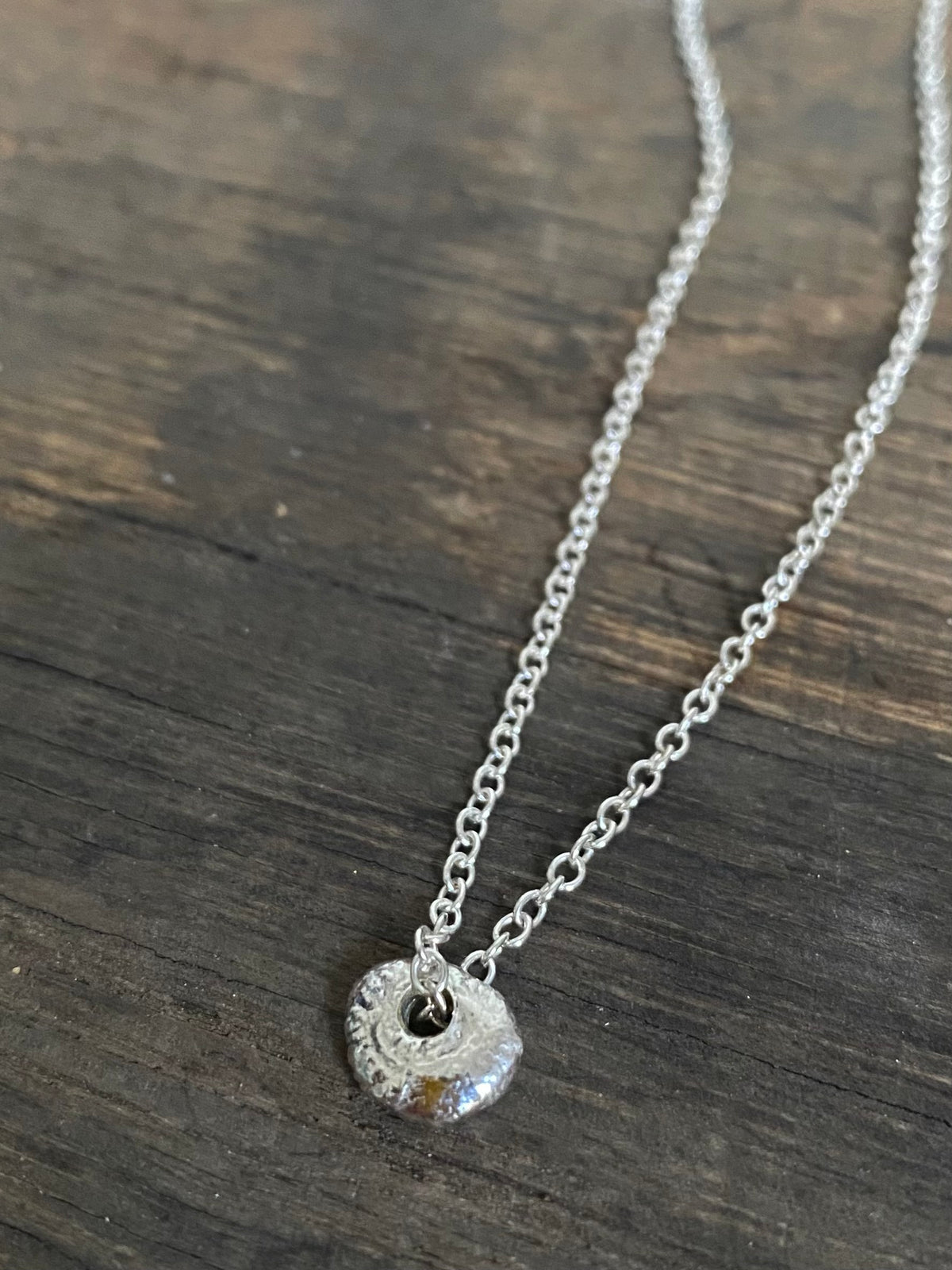 Hag Stone Recycled Sterling Silver Necklace