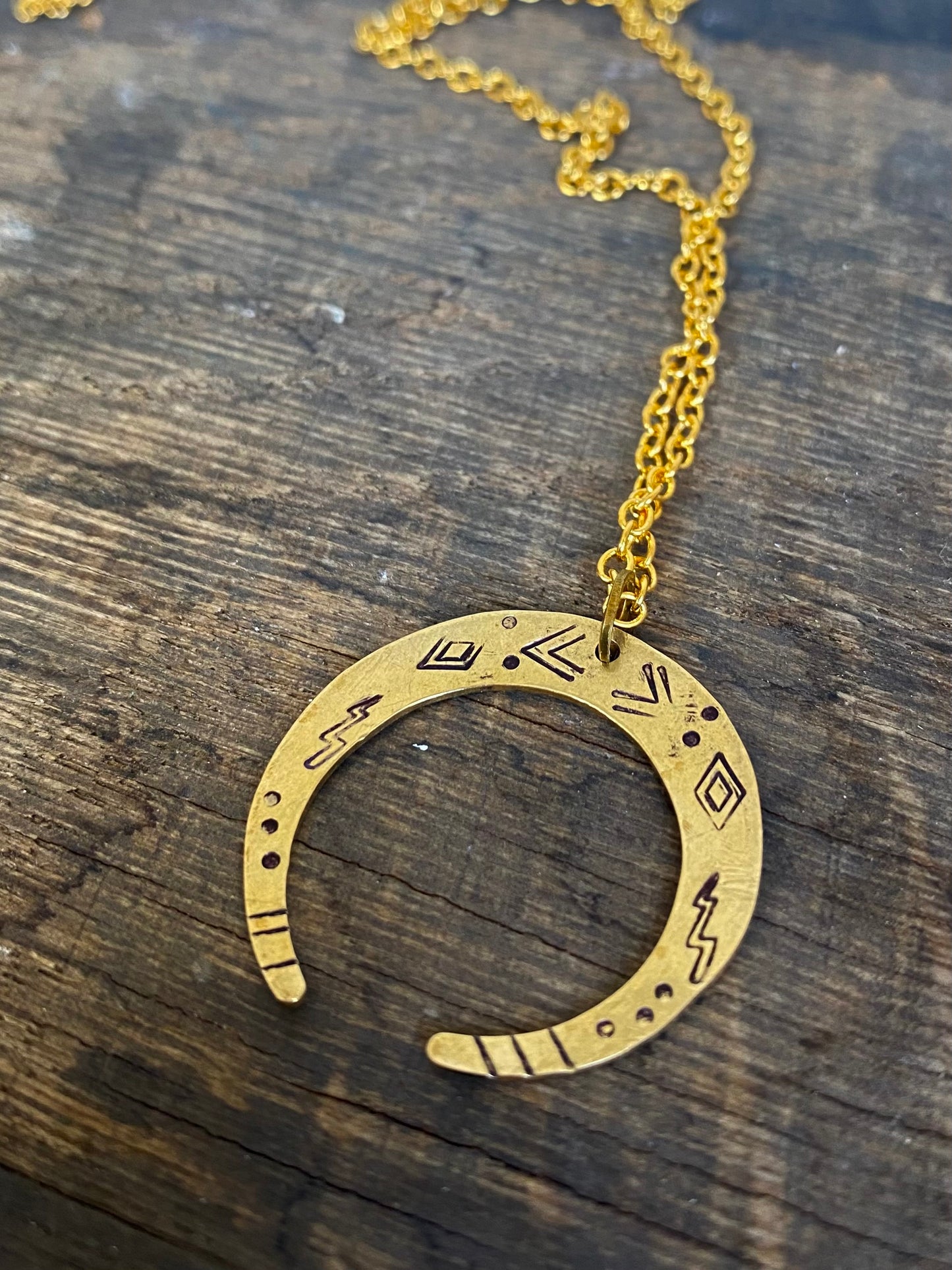 VENUS Moon Raw Brass Necklace