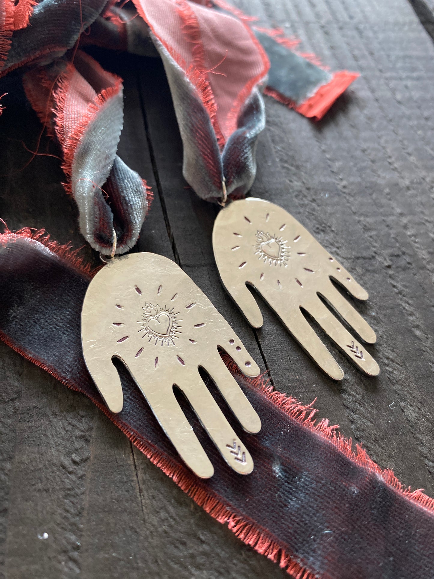 Hand Pendant on Velvet Ribbon