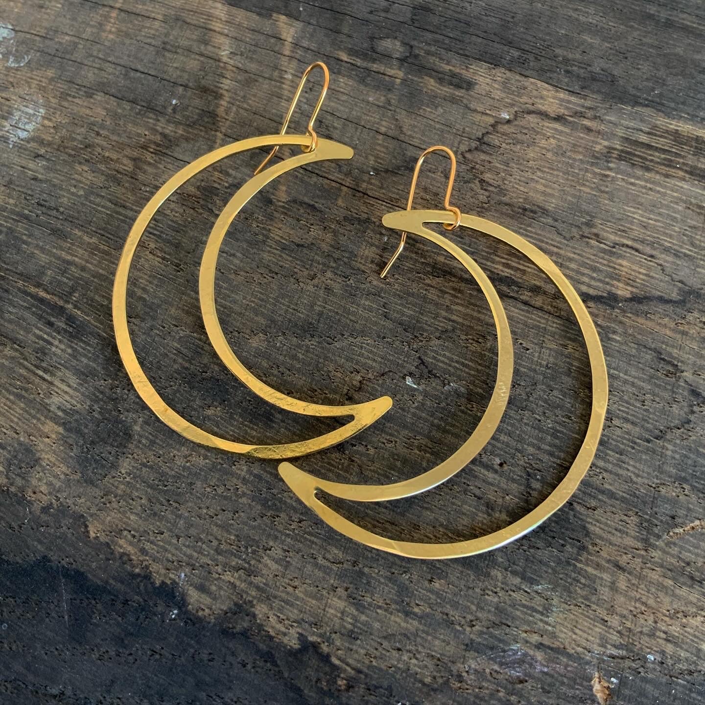 Brass Big Mamma Crescent Moon Earrings