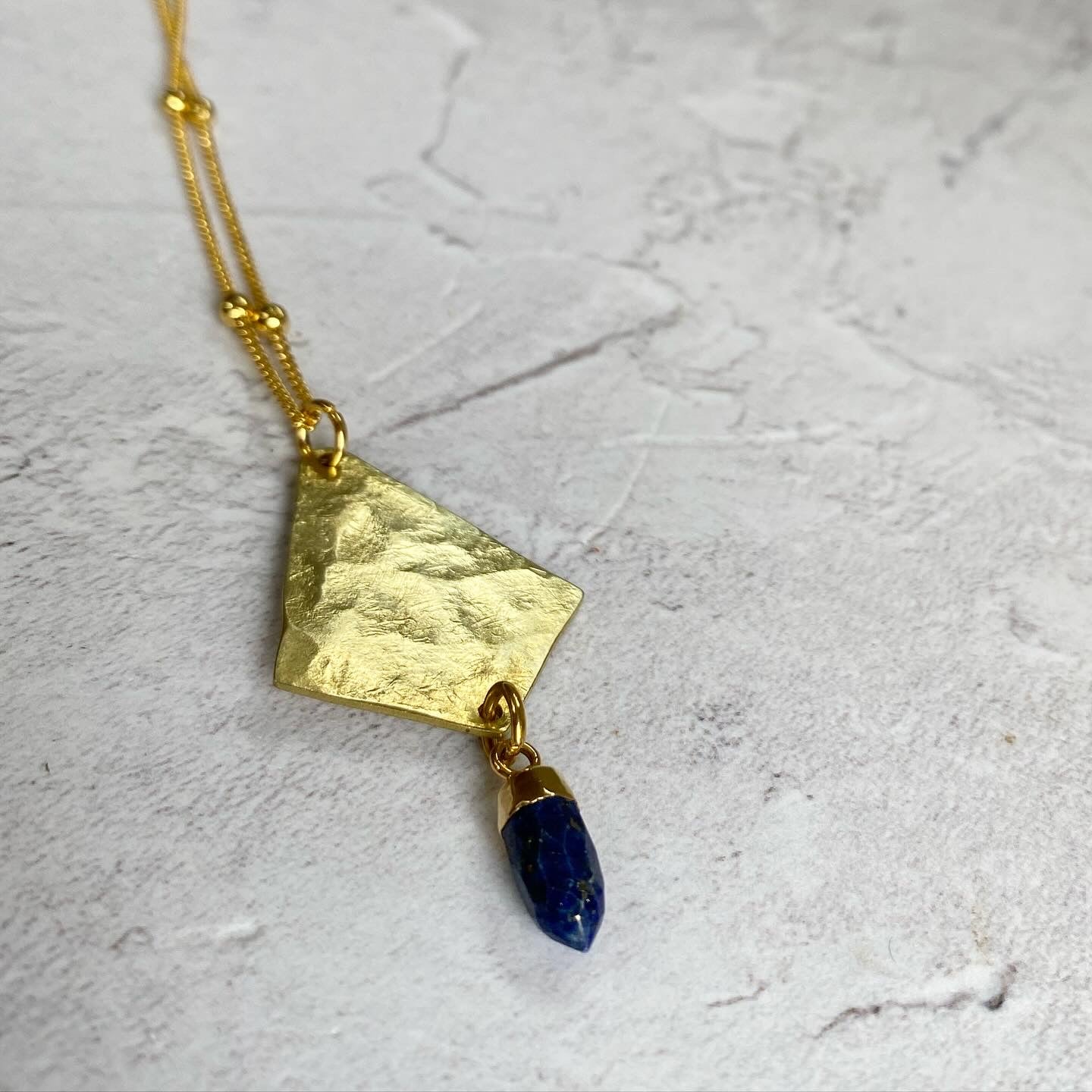 Lapis Lazuli Brass Diamond Necklace