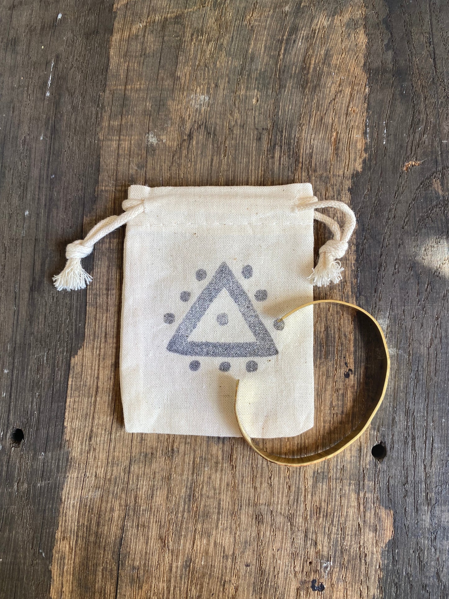 Golden Brass Triangle Cut Out Cuff