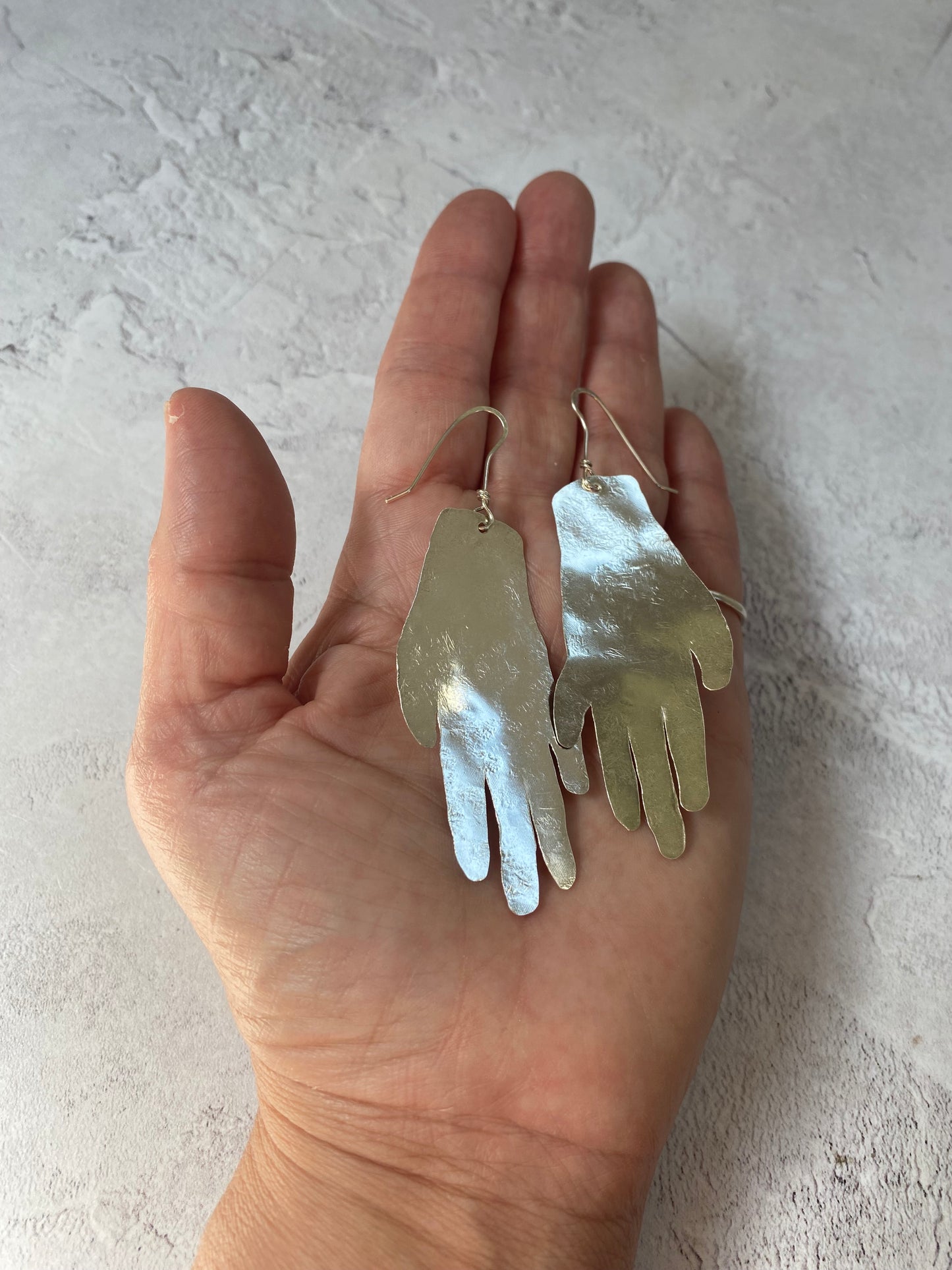 Recycled Sterling Silver Hands Statement Earrings
