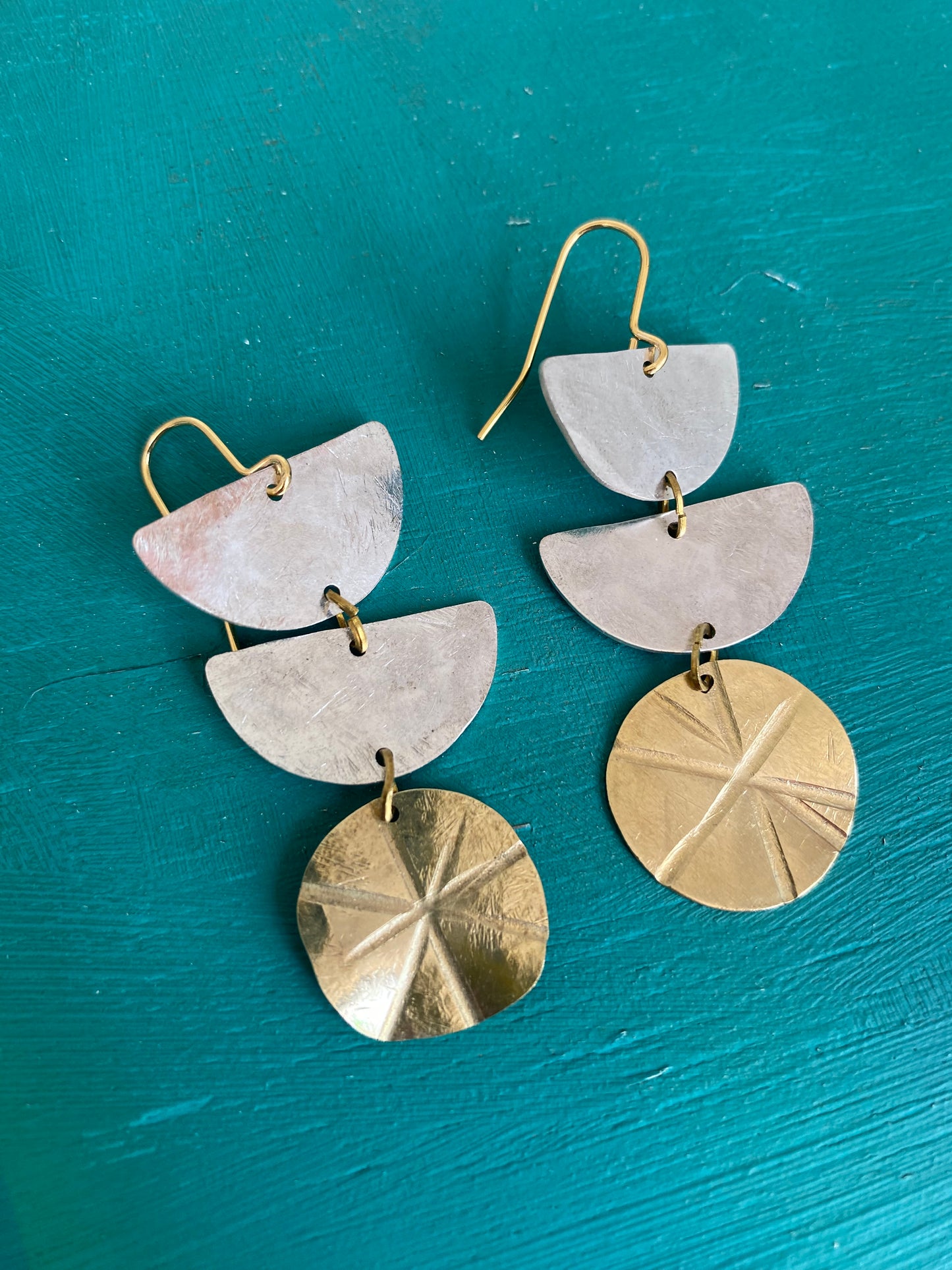 Saturday Sun Statement Earrings - Silver & Gold