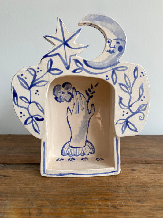 Little Altar - Temple - Ceramic Art - Object - Blue and White